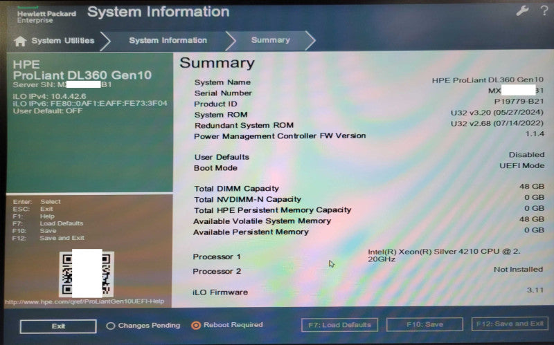 HPE ProLiant DL360 G10 1x Xeon Silver 4210 48GB DDR4 P408i-a SR Gen10 8x2.5 _