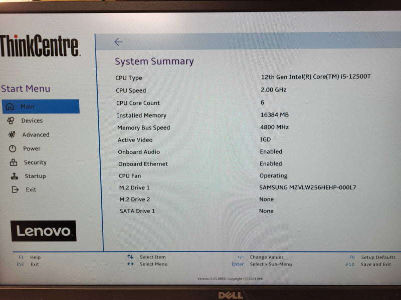 Lenovo ThinkCentre USFF M80q Gen 3 i5-12500T @ 2GHz 16GB DDR5 256GB NVMe $