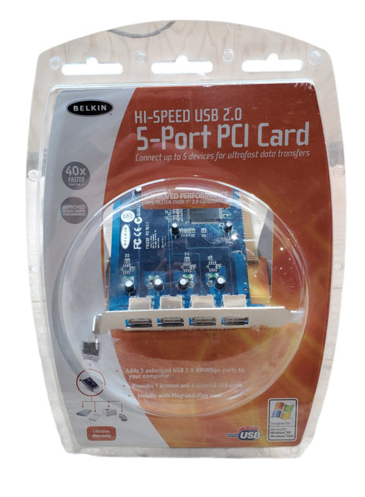 Belkin Hi-Speed USB 2.0 5-Port PCI Card - New
