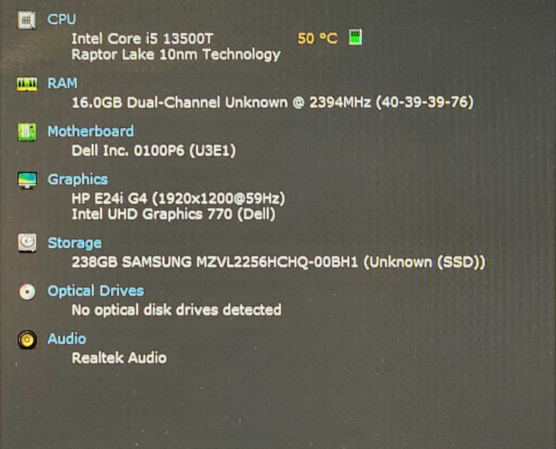 Dell OptiPlex Micro Plus 7010, i5-13500T, 16GB DDR5, 256GB NVMe, 130W PSU
