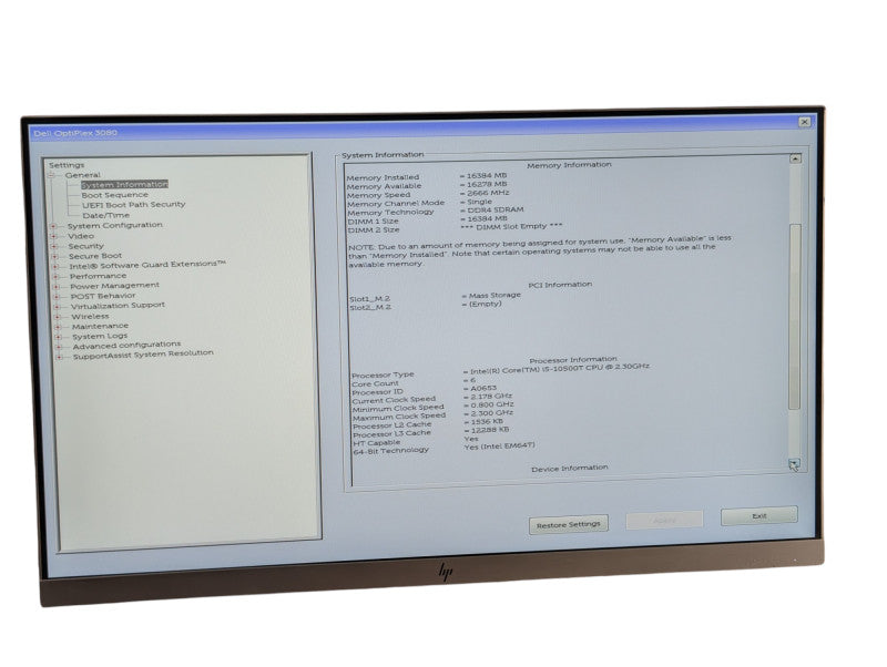 OptiPlex 3080 Micro Intel Core i5-10500T 16GB RA M & 256GB NVMe SSD Storage -