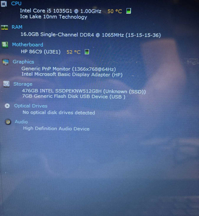 HP Laptop 15 Core i5-1035G1@1Ghz 16GB RAM 512GB SSD READ  Lap200