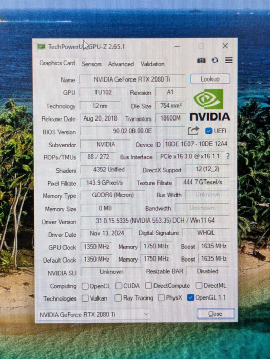 NVIDIA GeForce RTX 2080Ti Founder Edition 11GB Graphics Card READ -