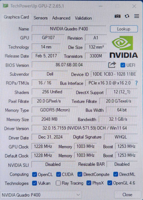 NVIDIA Quadro P400 2GB GDDR5 Graphics Card | 3x MiniDP