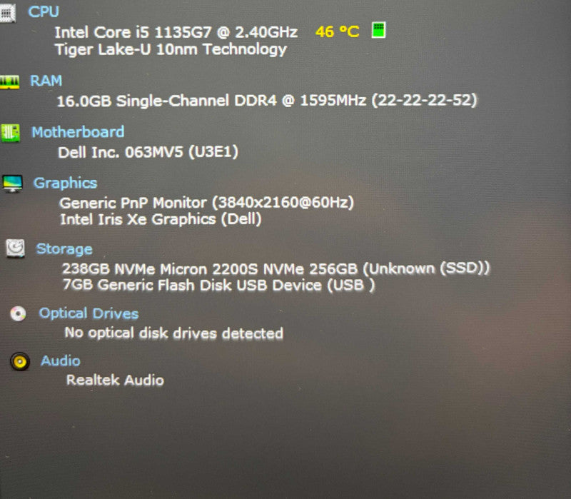 Dell Latitude 5520 i5-1135G7 16GB RAM 256GB SSD No Power Adapter READ! Q Lap200
