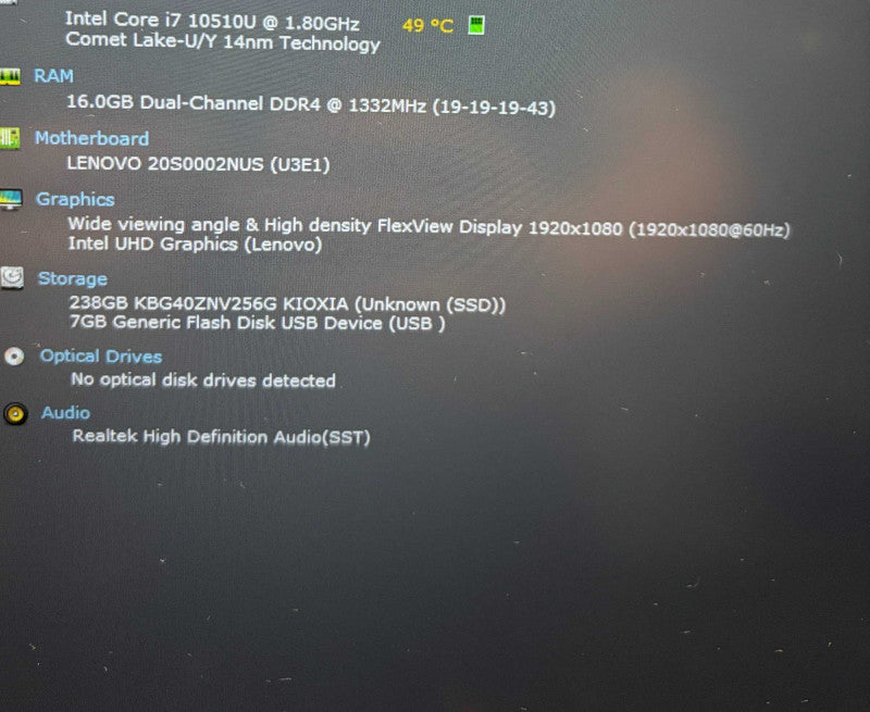 Lenovo ThinkPad T14 Gen 1 Core i7-10510U@1.8GHz 16GB RAM 256GB SSD  Lap200