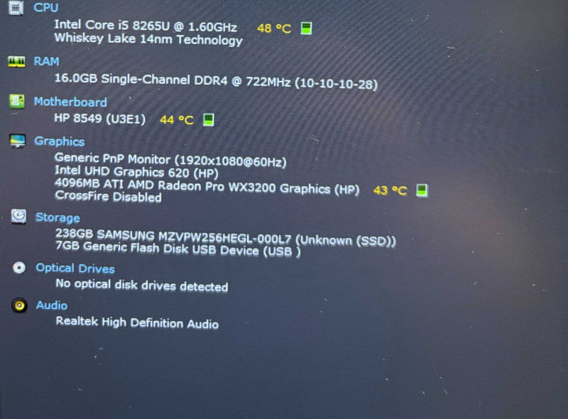 HP ZBook 14u G6 i7-8265U Radeon Pro WX3200 4GB GPU 16GB RAM 256GB SSD  Lap200