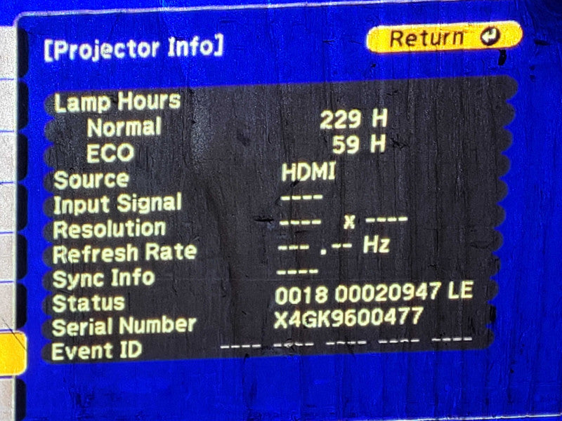 Epson VS350 3LCD XGA Projector 3300 Lumens w/ 229 Lamp Hours