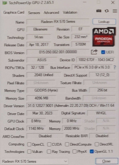 ASUS ROG STRIX Radeon RX 570 4GB GPU | ROG-STRIX-RX570-O4G-GAMING *READ*