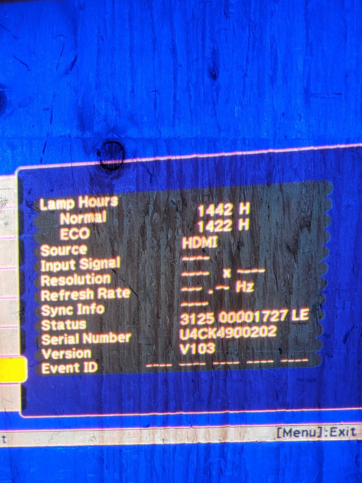 EPSON Powerlite 99W H578A Home Theater Projector 3LCD | Lamp Hours 1442