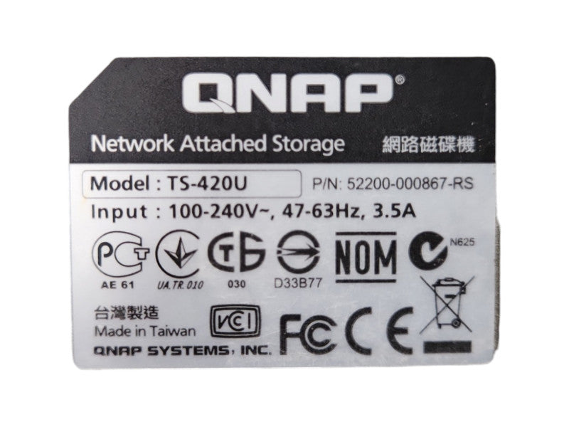 Qnap TS-420U Network Attached Storage 4 Bay Rackmount NAS, No HDD & Caddies