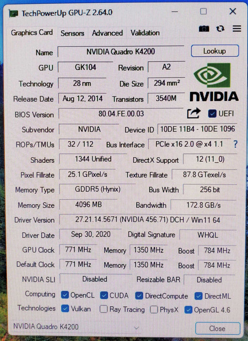 NVIDIA Quadro K4200 4GB GDDR5 Graphics Card | 2xDP 1xDVI