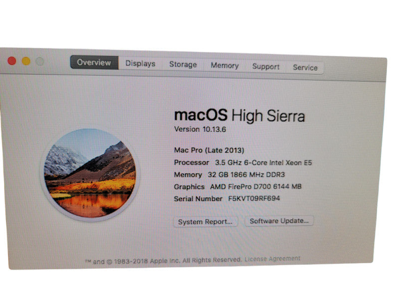 Apple Mac Pro A1481 - Xeon E5-1650 v2 32GB RAM 1TB SSD 2x AMD FirePro D700  %