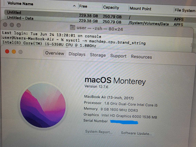 Apple MacBook Air 2017 A1466 13" | i5-5350U @1.8GHz | 8GB DDR3 | 256GB SSD