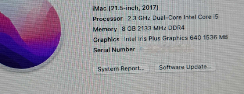 iMac A1418 EMC 3068 i5-7360U| 8GB RAM DDR4|1TB HDD|Iris Plus 640 GPU