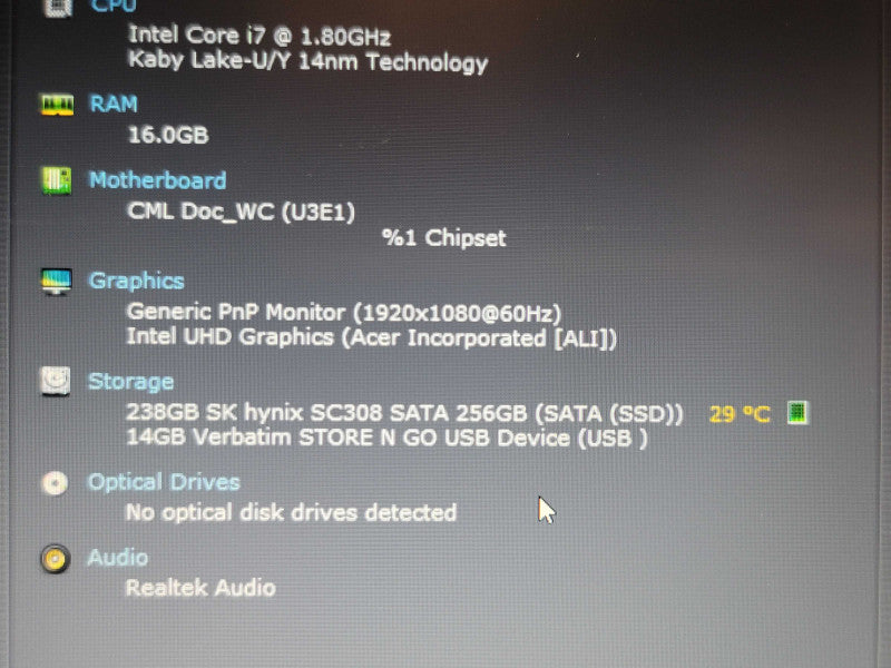 Acer Aspire A515-54 i7-10510U 16GB RAM 256GB SSD  β Lap200