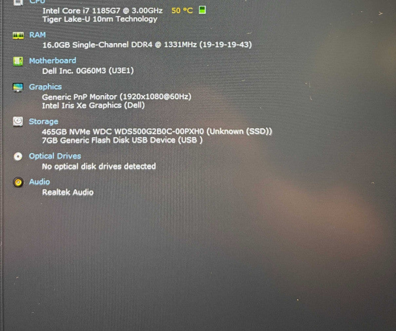 Dell Latitude 5520 Core i7-1185G7@3GHz 16GBRAM 16GB RAM 500GB SSD READ!  Lap200