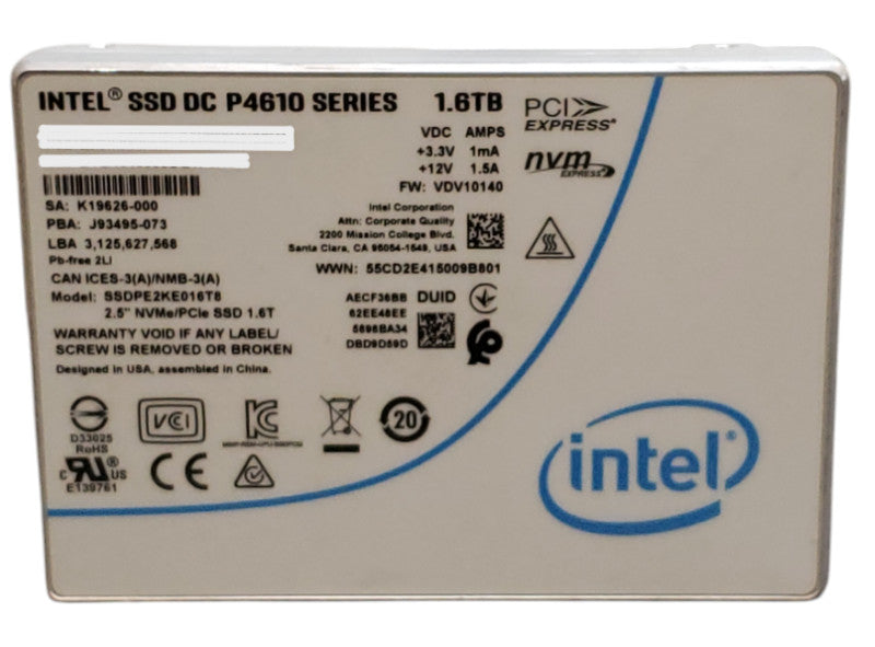 1.6TB 2.5" NVMe/PCIe Intel DC P4610 Series SSD - SDPE2KE016T8  Q+