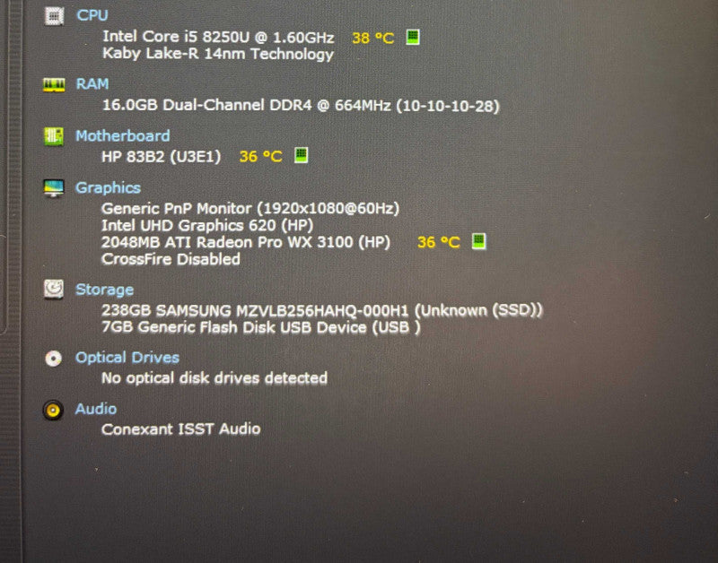 HP ZBook 14u G5 i7-8250U Radeon Pro WX3100 2GB GPU 16GB RAM 256GB SSD READ!  Lap200