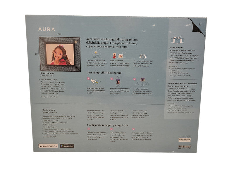 New sealed AURA Smart Digital Picture Model: AF400BLK  Q$