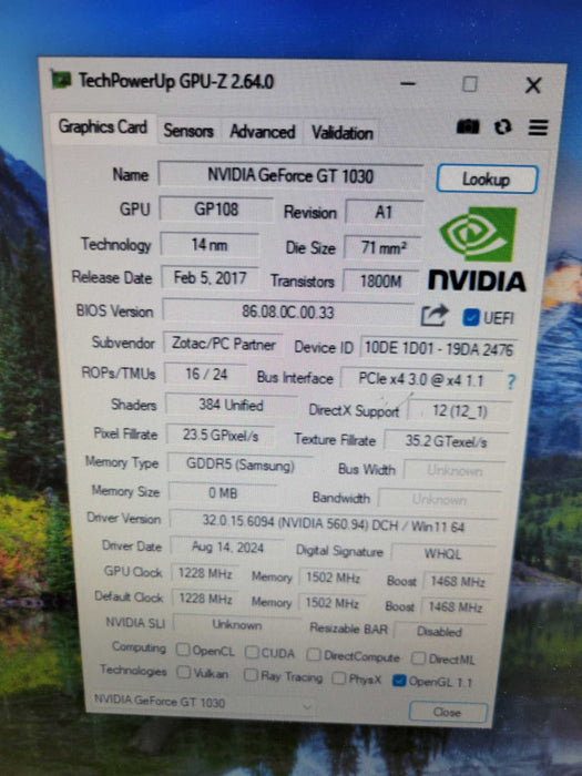ZOTAC NVIDIA GEFORCE GT 1030 2GB PCIE %