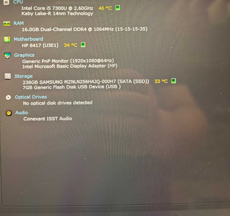 HP EliteBook 1040 G4 TOUCH i5-7300U@2.6GHz 16GB RAM 256GB SSD  Lap200