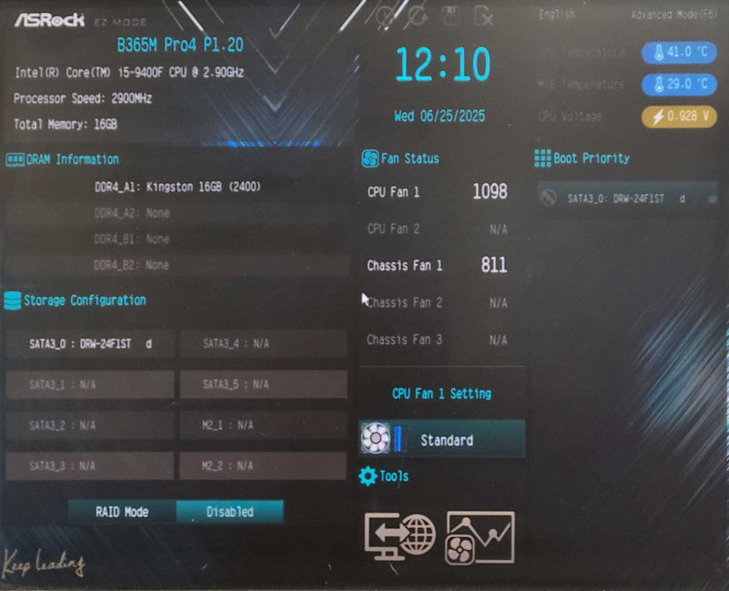 Custom PC - Core i5-9400F @ 2.90GHz, B365M PRO4, 16GB DDR4, HD5440, NO HDD