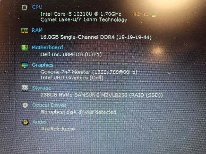 Dell Latitude 5510 i5-10310U 16GB RAM 256GB NVMe $ Lap200