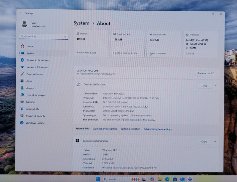 HP ProDesk 600 G6 SFF i5-10500@3.1GHz 16GB RAM 128GB M.2 WIN 11