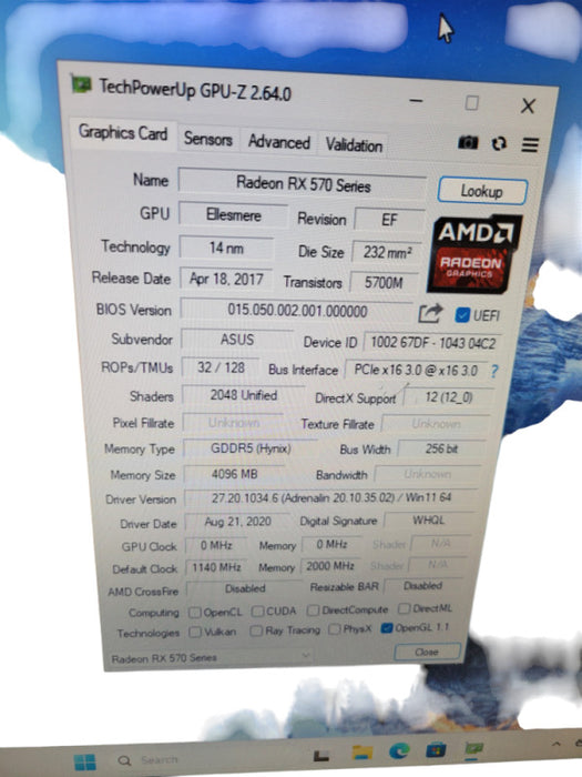 ASUS AMD ROG STRIX RX570 4GB PCIE %