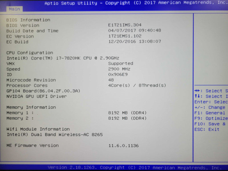 MSI MS-1T21 i7-7820HK 2.9GHz 16GB RAM 512GBGB SSD GTX1070 8GB _