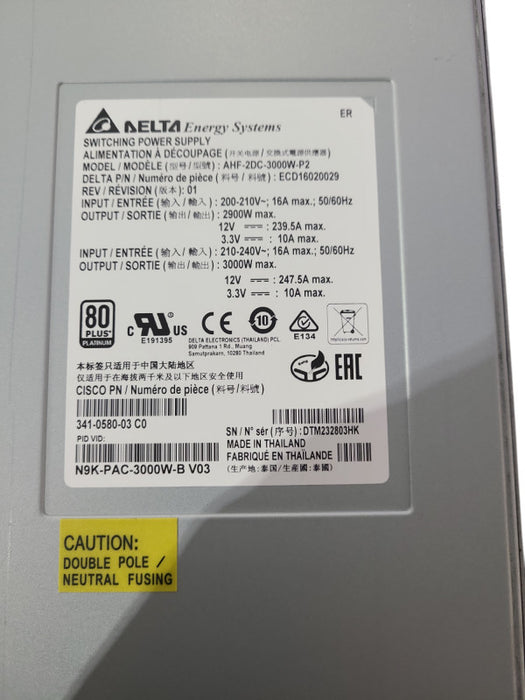 Cisco N9K-C9504 4-Slot 9500 Chassis w/ 4x N9K-PAC-3000W-B PSU