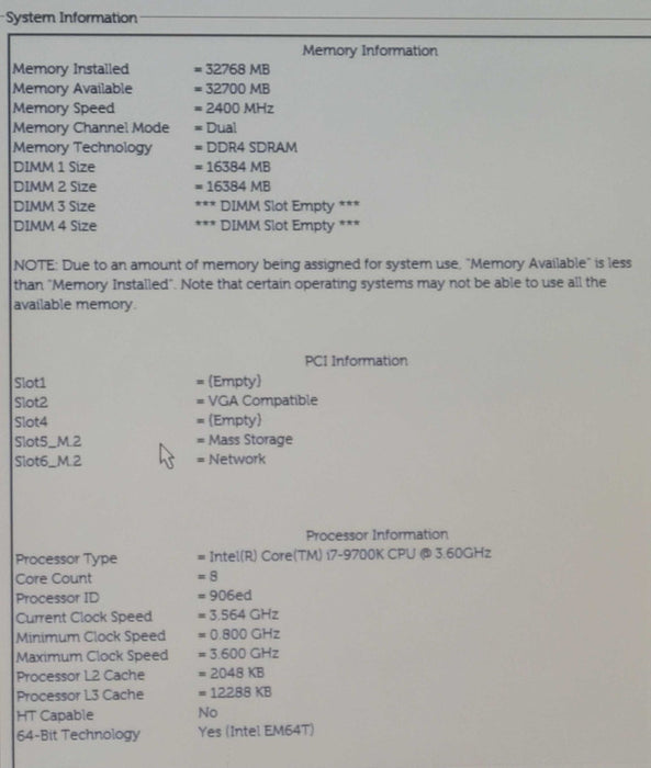 Dell G5 5090 - Core i7-9700K @ 3.60GHz, 32GB DDR4, K2000D, 256GB NVMe SSD