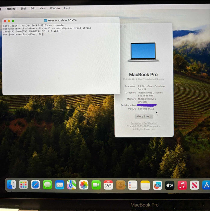 Apple MacBook Pro  13" 2019 i5-8279U 16GB RAM 256GB SSD READ!