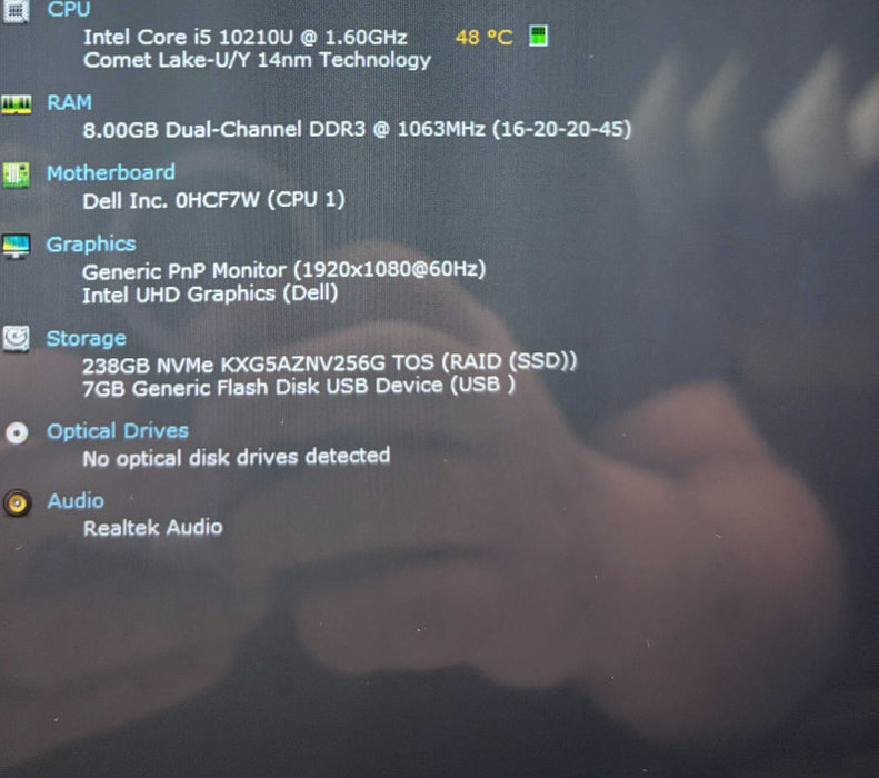 Dell Inspiron 7391 2in1 TOUCH Core i5-10210U@1.6GHz 8GB RAM 256GB SSD Q Lap200