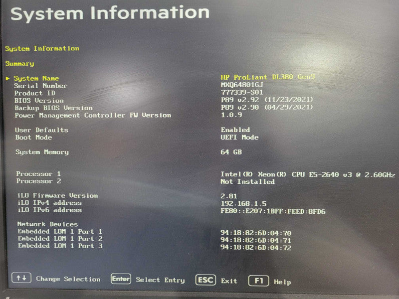 HP ProLiant DL380 2U Gen9  Xeon E5-2640 v3 64GB DDR4 P440ar 24x 2.5" !
