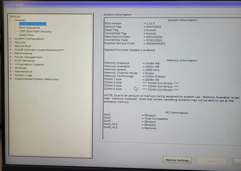 Dell G5 5000 PC, Core I7-10700KF 3.80GHz, 16GB DDR4, 480GB SSD, GTX 1650 Su _