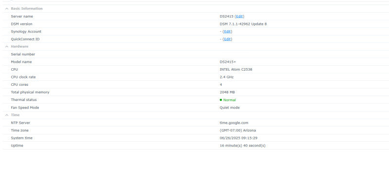 Synology DiskStation DS2415+ 12 Bay Network Attached Storage W/ 2x 1TB HDD