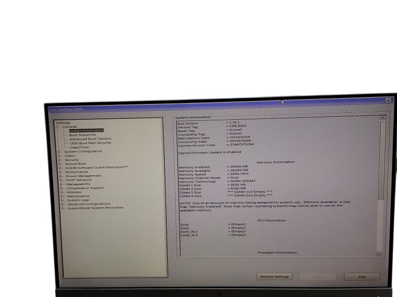 Dell OptiPlex 5070 SFF i7 - 9700 @ 3.00GHz 16GB DDR4 Ram  θ