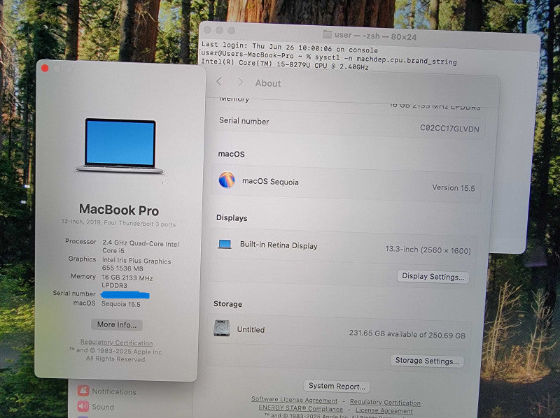 Apple MacBook Pro 13" A1989 2019 | i5-8279U @2.4GHz 16GB RAM 256GB SSD READ