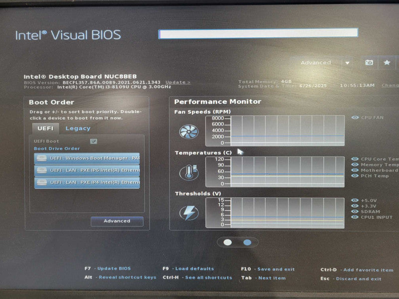 Intel NUC8BEB i3-8109U 3.00GHz, 4GB DDR4, 256GB NVMe !