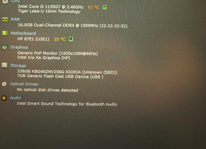 HP ProBook 450 G8 Core i5-1135G7@2.4GHz 16GB RAM 256GB SSD  Lap200