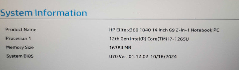 HP Elite x360 1040 G9 i7-1265U 16GB RAM NO SSD FOR PARTS/REPAIR  β Lap200