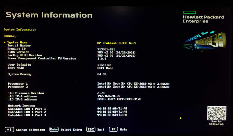 HP ProLiant DL380 Gen9 2x Xeon E5-2660 v3 64GB DDR4 P840 - No HDD