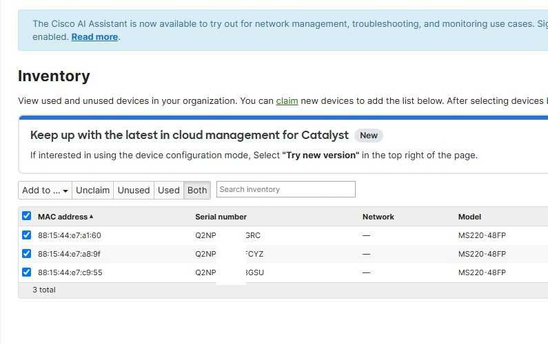 Cisco Meraki MS220-48FP-HW Cloud-Managed 48-Port PoE Gig Switch UNCLAIMED Q_
