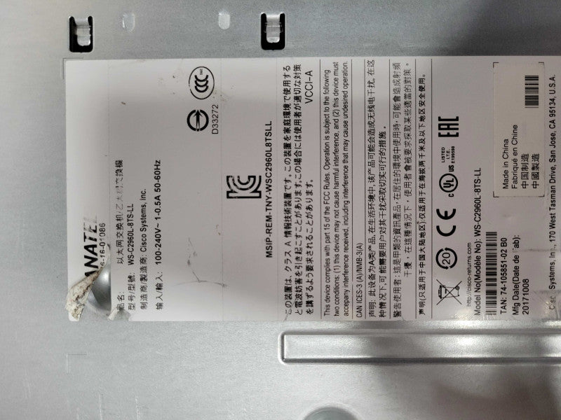CISCO WS-C2960L-8TS-LL 8 Port GigE 10/100/1000 Managed Switch _