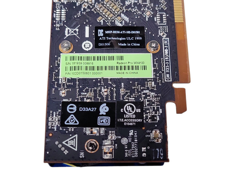 AMD Radeon Pro WX4100 4GB GDDR5 Graphics/Video Card, 4x Mini DP, FH Bracket _