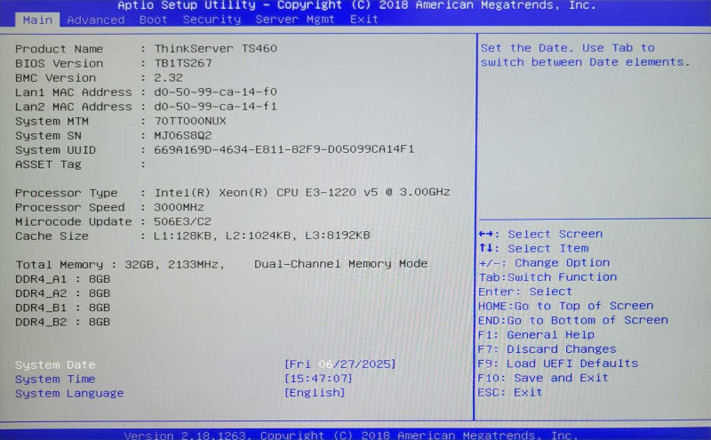 Lenovo ThinkServer TS460 Xeon E3-1220 v5 3.00GHz 32GB RAM 2x PSU, 8x 2.5" _