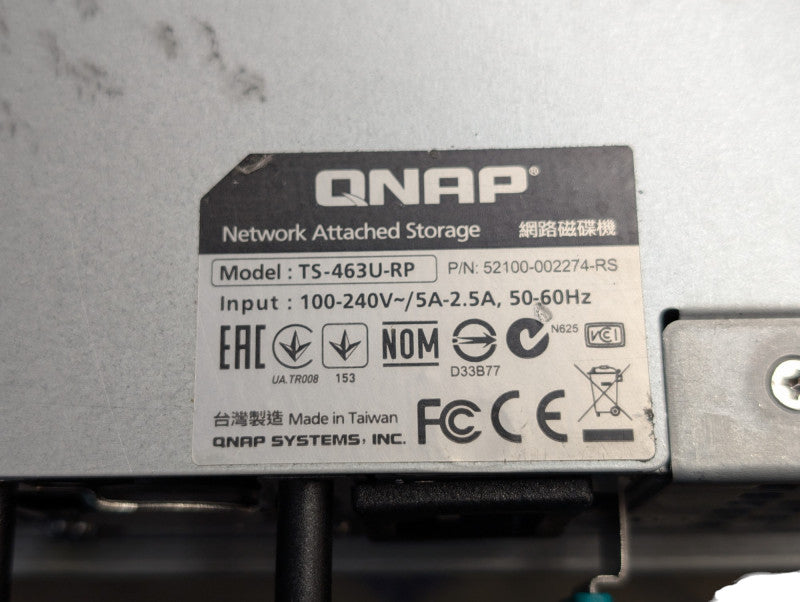 QNAP TS-463U-RP 4 Bay NAS 2x 4TB HDDs installed  -
