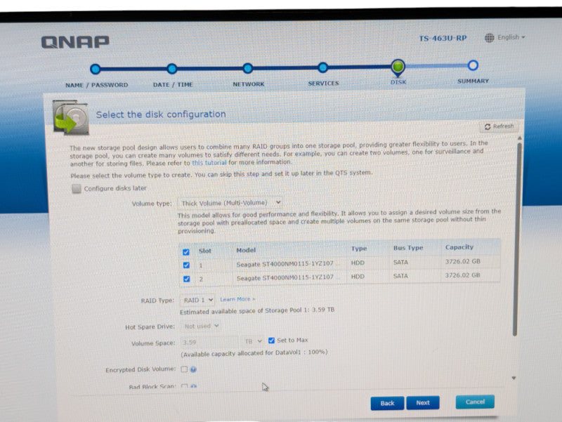 QNAP TS-463U-RP 4 Bay NAS 2x 4TB HDDs installed  -